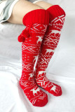 Rote Patchwork-Socke mit lässigem Print