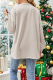 Khaki Fashion Casual Christmas Tree Printed Basic O Neck Tops