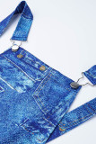 Pantalones regulares de patchwork con estampado de mezclilla informal azul
