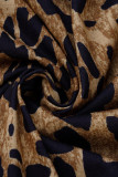 Brunhet Sexig Print Leopard Bandage Patchwork V-hals Toppar
