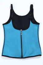 Blue Fashion Casual Sportswear Zipper Design Bustiers