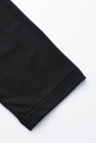 Robes droites noires décontractées à col en V et patchwork