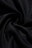 Robe noire Sexy à la mode, perçage à chaud, Patchwork, dos nu, col carré, écharpe
