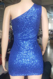 Абрикосовое модное сексуальное платье в стиле пэчворк с блестками, прозрачное платье без рукавов на одно плечо с открытой спиной