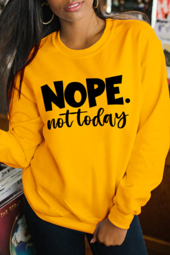 Yellow Fashion Vintage Print Letter O Neck Tops