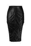 Falda caqui sexy casual sólida asimétrica flaca de cintura alta