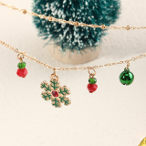 Ожерелья-цепочки с принтом снеговика красного и зеленого цвета для вечеринки в стиле пэчворк