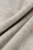 Due pezzi a maniche lunghe con patchwork solido casual grigio chiaro