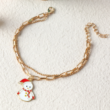 White Party Santa Claus Hot Drilling Snowman Printed Patchwork Chains Bracelets