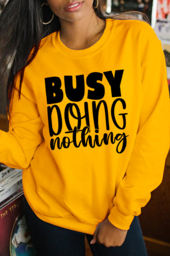 Yellow Fashion Street Print Letter O Neck Tops