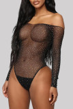 Black Fashion Sexy Solid Hollowed Out See-through Backless Lingerie