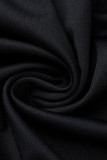 ブラック カジュアル ソリッド パッチワーク ジッパー カラー プラス サイズ XNUMX ピース