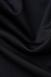 ブラック カジュアル ソリッド パッチワーク ジッパー カラー プラス サイズ XNUMX ピース