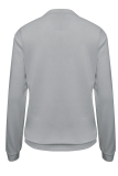 Grey Casual Sportswear Print Letter O Neck Tops