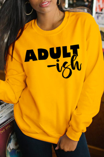 Yellow Fashion Street Print Letter O Neck Tops