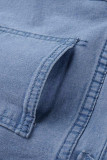 Jeans regular preto fashion casual sólido rasgado cintura alta