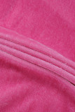 Viola moda casual solido patchwork cerniera collare con cappuccio manica lunga due pezzi