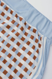 Pantaloni con stampa di posizionamento della matita a vita alta skinny patchwork solido bianco blu sexy