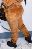 Camel Moda Casual Sólido Básico Regular Pantalones de cintura alta