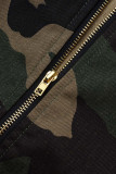 Camouflage Fashion Casual Zipper Kragen Langarm Regular Sleeve Camouflage Print Plus Size