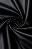 Черный Повседневная однотонная пэчворк О-образный вырез Плюс размер Из двух частей