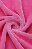 Rosa moda casual patchwork sólido com zíper gola com capuz manga longa duas peças