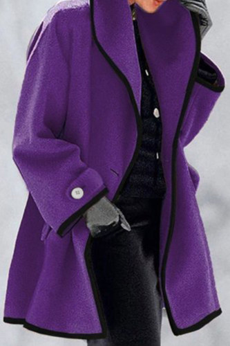Фиолетовая модная повседневная однотонная лоскутная верхняя одежда с капюшоном и воротником