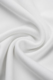 Weiße Mode Prominente Solide Patchwork O-Ausschnitt A-Linie Kleider