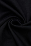 ブラックファッションカジュアルプリントベーシックタートルネック長袖ツーピース