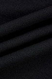 Robe t-shirt décontractée noire à imprimé patchwork à col rond