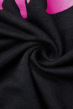 Черное повседневное платье-футболка с круглым вырезом в стиле пэчворк и уличным принтом Платья