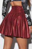 Brun Mode Casual Solid Vanlig, hög midja plisserad kjol