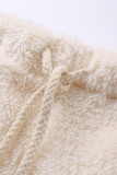 Bianco crema casual solido patchwork colletto con cappuccio manica lunga tre pezzi