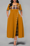 Vestido de manga corta con cuello redondo y estampado informal de moda morado