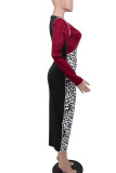 Леопардовый принт Сексуальный принт в стиле пэчворк с круглым вырезом Одношаговая юбка Платья