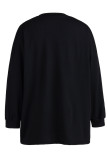 ブラック カジュアル ストリート プリント パッチワーク Oネック Tシャツ ドレス ドレス