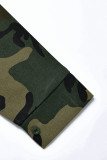 Camouflage Casual Street Print Patchwork Spänne Turndown-krage Ytterkläder