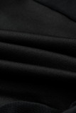 Schwarze, modische, durchsichtige, durchsichtige Patchwork-Overalls mit O-Ausschnitt