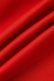 Red Fashion Casual Patchwork Printing Lange Mouw Twee Stukken
