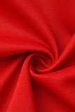Rose Red Fashion Casual Patchwork Impression Manches Longues Deux Pièces