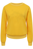 Top giallo con scollo a O patchwork con stampa abbigliamento sportivo