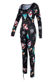 White Sexy Print Hollowed Out Patchwork Frenulum O Neck Regular Jumpsuits