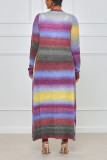 Ropa de abrigo de patchwork con estampado de rayas multicolor casual