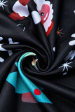 Schwarze, sexy, ausgehöhlte Patchwork-Frenulum-Overalls mit O-Ausschnitt und regulärem Muster
