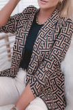 Bruine casual print patchwork bovenkleding met omgeslagen kraag