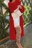 Rött Mode Casual Solid Cardigan Ytterkläder