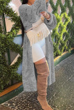 Ljusgrå Mode Casual Solid Cardigan Ytterkläder