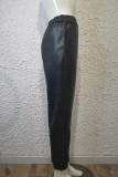 Calças pretas moda casual sólida básica regular cintura alta