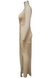 Абрикосовый модный сексуальный лоскутный комбинезон с блестками и открытой спиной на одно плечо, обычный комбинезон