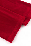 Красные элегантные однотонные лоскутные прямые платья с V-образным вырезом и бисером